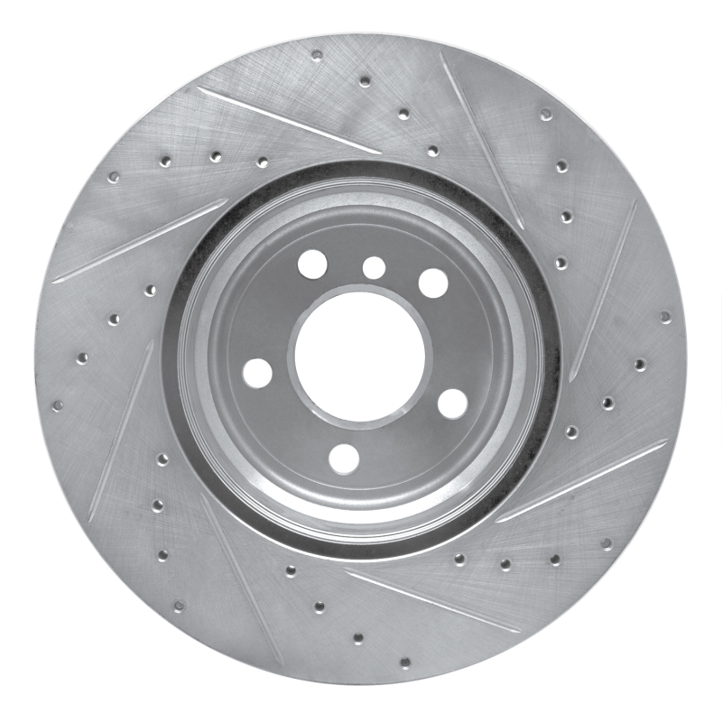 BMW X5 Brake Rotor (1) - Rear Left - R1 Concepts - Drilled & Slotted - Silver - `07-`19